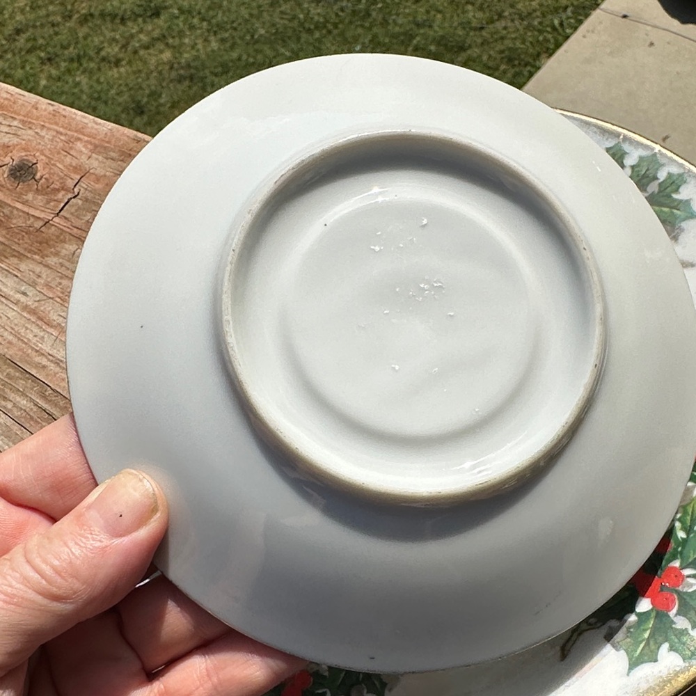Ucagco Christmas Iridescent "December Holly" Japan Porcelain Vintage 3 pieces - Picture 6 of 8